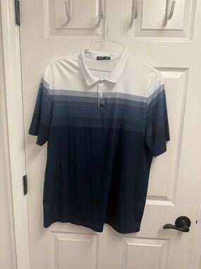 Men's Gradient Navy & White Polo Shirt NEW NO tags